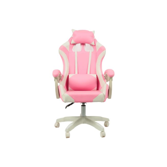 Scaun birou copii ab001, piele ecologica, baza polipropilena, spatar ajustabil, rotatie 360°,100 kg, roz drm10371