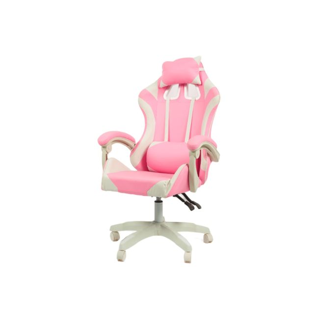 Scaun birou copii ab001, piele ecologica, baza polipropilena, spatar ajustabil, rotatie 360°,100 kg, roz drm10371