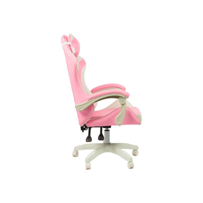 Scaun birou copii ab001, piele ecologica, baza polipropilena, spatar ajustabil, rotatie 360°,100 kg, roz drm10371