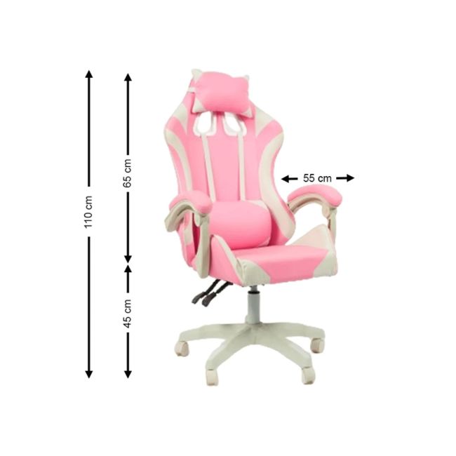 Scaun birou copii ab001, piele ecologica, baza polipropilena, spatar ajustabil, rotatie 360°,100 kg, roz drm10371