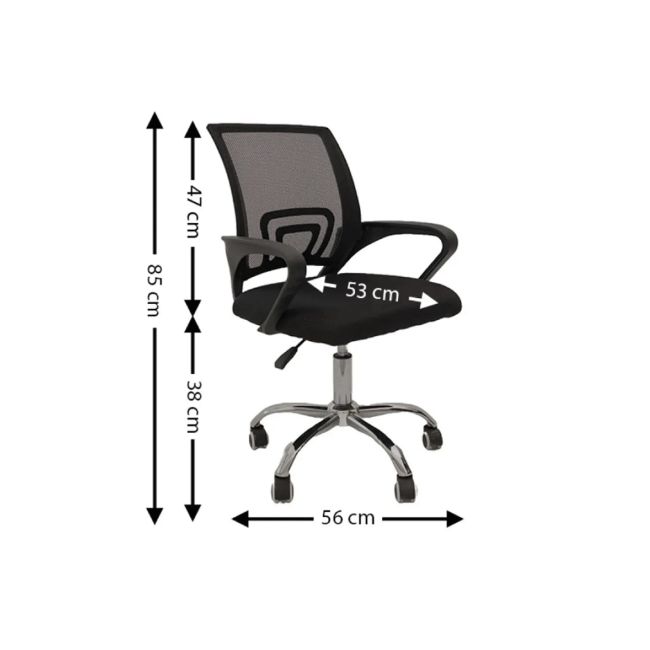 Scaun birou egonomic AB002, mesh, inaltime reglabila, baza cromata, suport lombar, 90 kg, negru DRM10367