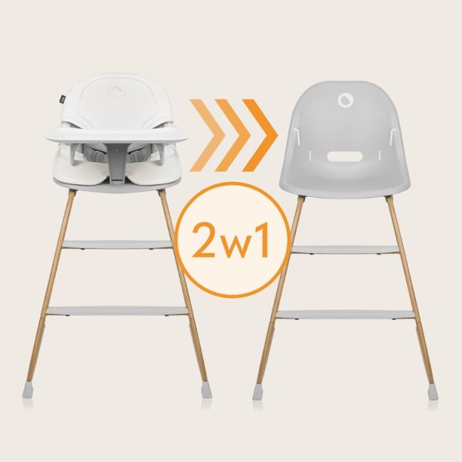 Scaun de masa, Lionelo, Dalia, 2 in 1, Transformabil, Cu 2 suporturi pentru picioare, Cu tavita detasabila, Sustine 60 kg, 6 luni+, Conform cu EN14988, Gri BYNLO-DALIA_GREY_STONE_NATURAL