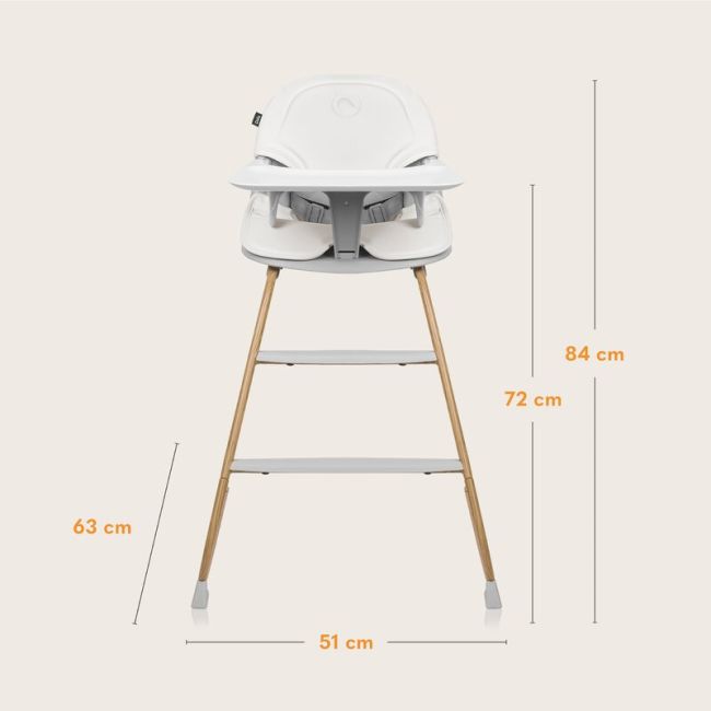 Scaun de masa, Lionelo, Dalia, 2 in 1, Transformabil, Cu 2 suporturi pentru picioare, Cu tavita detasabila, Sustine 60 kg, 6 luni+, Conform cu EN14988, Gri BYNLO-DALIA_GREY_STONE_NATURAL