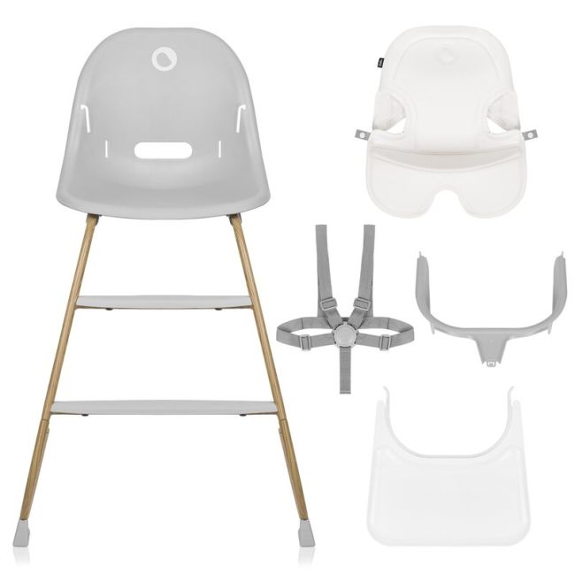 Scaun de masa, Lionelo, Dalia, 2 in 1, Transformabil, Cu 2 suporturi pentru picioare, Cu tavita detasabila, Sustine 60 kg, 6 luni+, Conform cu EN14988, Gri BYNLO-DALIA_GREY_STONE_NATURAL