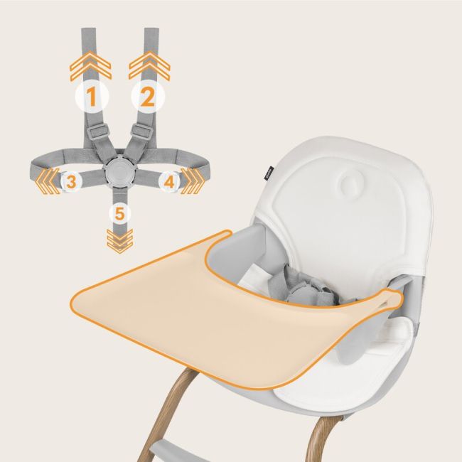 Scaun de masa, Lionelo, Dalia, 2 in 1, Transformabil, Cu 2 suporturi pentru picioare, Cu tavita detasabila, Sustine 60 kg, 6 luni+, Conform cu EN14988, Gri BYNLO-DALIA_GREY_STONE_NATURAL