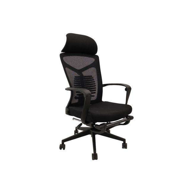 Scaun ergonomic cu suport picioare ab097, mesh, suport lombar, spatar rabatabil, 120 kg, negru drm10369