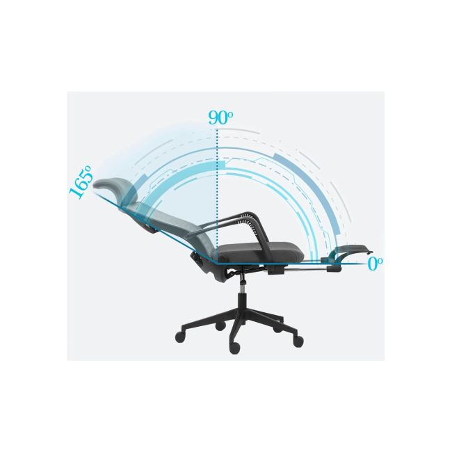 Scaun ergonomic cu suport picioare ab097, mesh, suport lombar, spatar rabatabil, 120 kg, negru drm10369