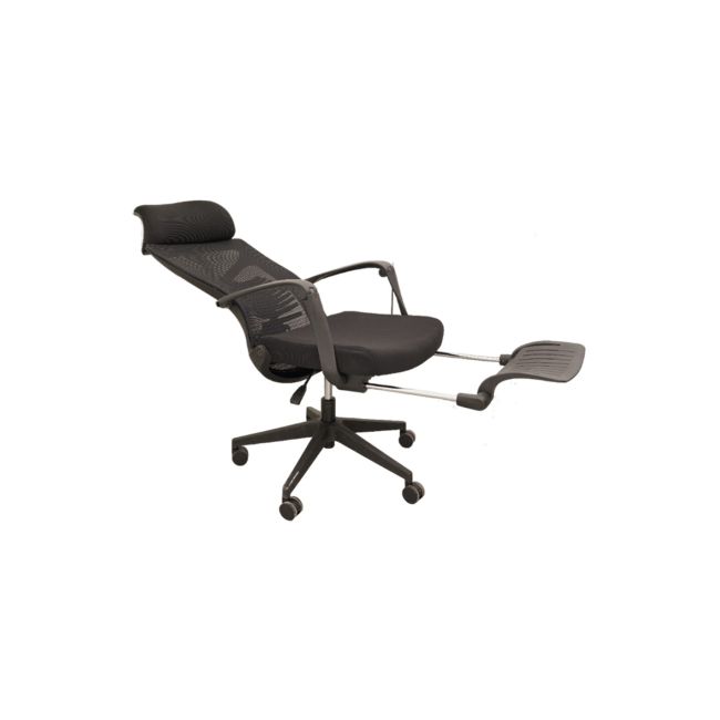 Scaun ergonomic cu suport picioare ab097, mesh, suport lombar, spatar rabatabil, 120 kg, negru drm10369