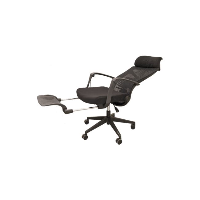 Scaun ergonomic cu suport picioare ab097, mesh, suport lombar, spatar rabatabil, 120 kg, negru drm10369