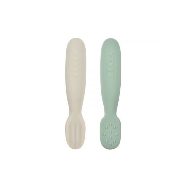 Set 2 linguri silicon Beaba Sage Green Velvet Grey ERFB913578