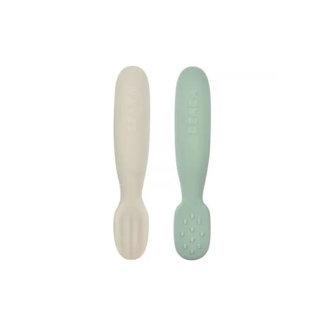 Set 2 linguri silicon Beaba Sage Green Velvet Grey ERFB913578