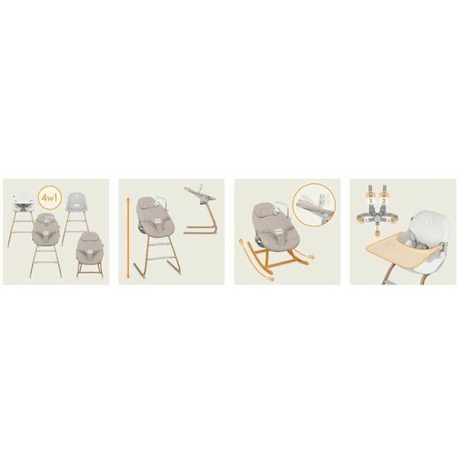 Set balansoar si scaun de masa, Lionelo, Dalia, Scaun cu 2 suporturi pentru picioare, Cu tavita, Balansoar 4 in 1 cu inaltime reglabia si bara cu jucarii, Conform cu EN14988, EN1888-1 EN1888-2, EN1466, Gri BYNLO-DALIA_SET_GREY_STONE_NATURAL