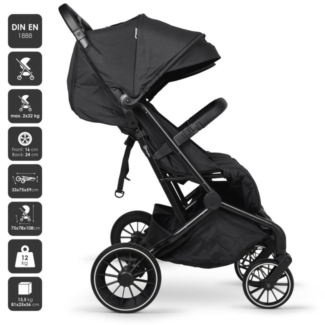 Babygo - carucior pliabil pentru gemeni gotwice, black bbbbgo-7901