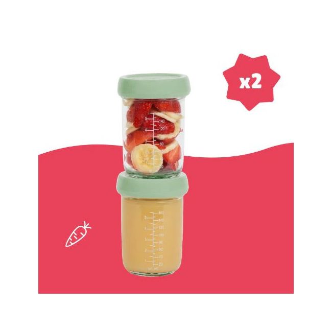 Badabulle - set 2 boluri din sticla badabowls pentru pastrarea hranei bebelusului bbbb004307