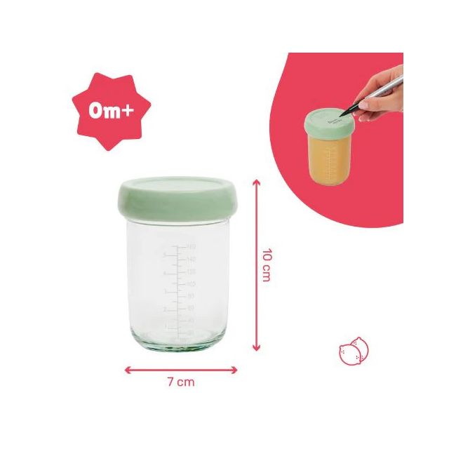 Badabulle - set 2 boluri din sticla badabowls pentru pastrarea hranei bebelusului bbbb004307