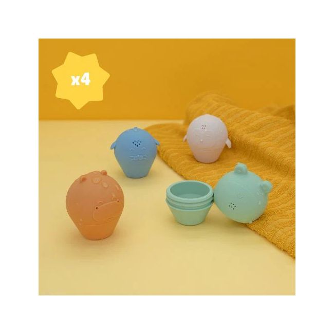 Badabulle - set de 4 jucarii de baie stropitoare din silicon bbbb017025