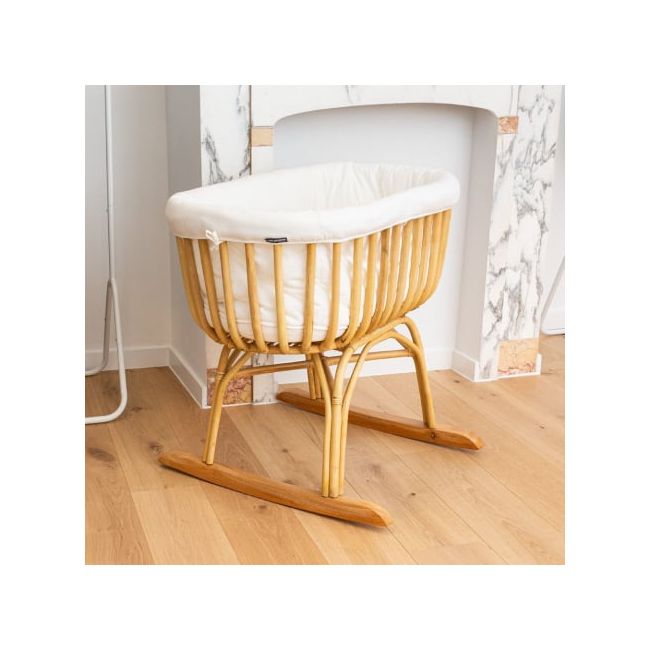 Patut balansoar Childhome din ratan cu saltea  si husa jerse 90x70x71 cm ERFCH-CRRATRBC