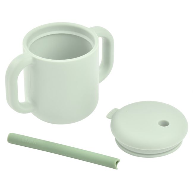 Set accesorii pentru cana de antrenament cu pai din silicon Beaba Sage Green ERFB801215