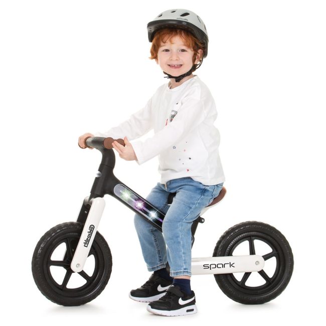 Bicicleta fara pedale chipolino spark black white hubdiksk02401bw