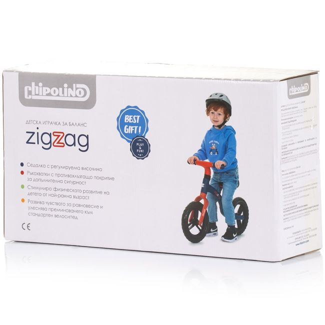 Bicicleta fara pedale chipolino zig zag blue red hubdikzz02401br
