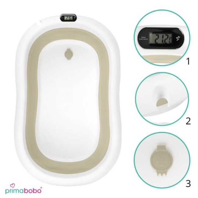 Cadita pliabila cu termometru si suport anatomic genua premium beige lvtk5904905022769