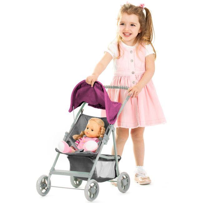 Carucior pentru papusi chipolino alice grey pink linen hubkzkal02401gp