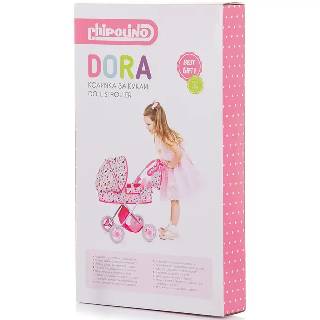 Carucior pentru papusi chipolino dora hearts hubkzkdr02402he