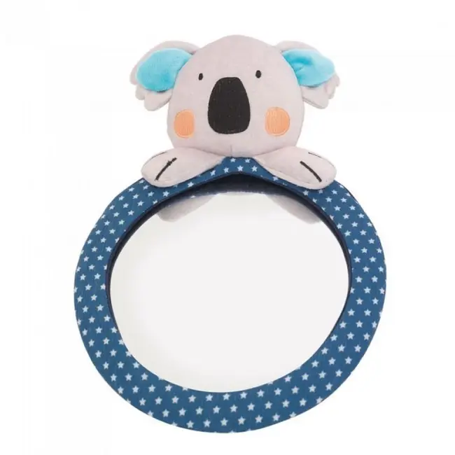 Oglinda retrovizoare pentru supravegherea bebelusului in masina, cu jucarie de plus koala dark blue atasata, dimensiuni 21.5x31 cm lvtkolm4015