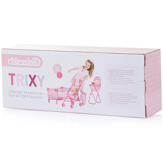 Set jucarii pentru papusi chipolino trixy 3 in 1 unicorn hubkzktr02403un