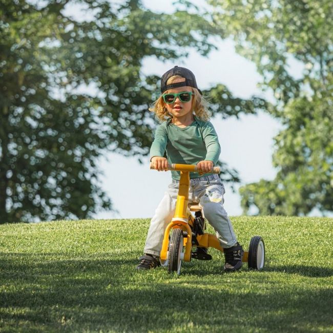 Tricicleta, Petite&Mars, Turbo, 5 in 1, Multifunctionala, Vehicul de impins, Bicicleta cu/fara pedale, Cu maner de ghidaj, Detasabil, Roti din cauciuc, Pana la 25 kg, 1.5-5 ani, Albastru BYN613665