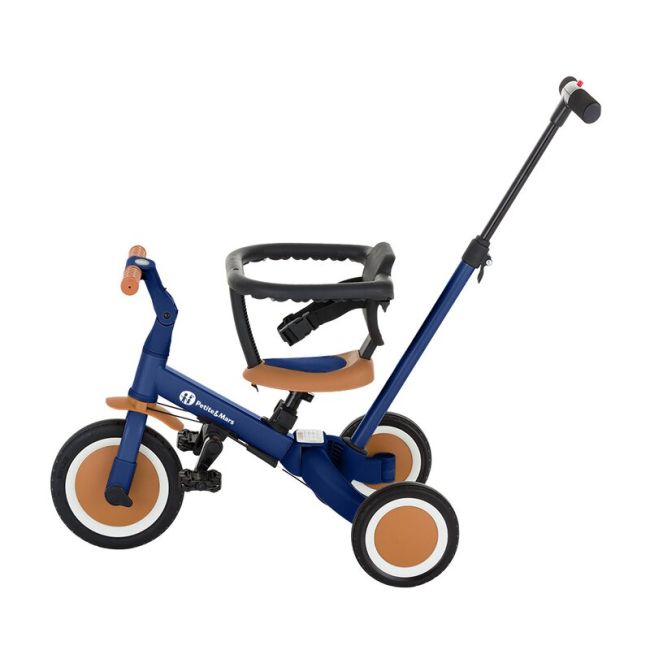 Tricicleta, Petite&Mars, Turbo, 5 in 1, Multifunctionala, Vehicul de impins, Bicicleta cu/fara pedale, Cu maner de ghidaj, Detasabil, Roti din cauciuc, Pana la 25 kg, 1.5-5 ani, Albastru BYN613665
