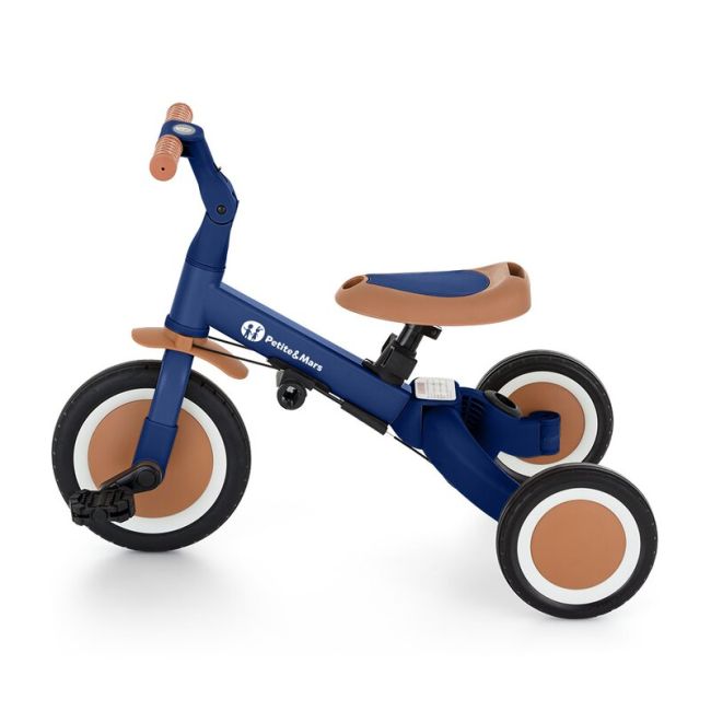 Tricicleta, Petite&Mars, Turbo, 5 in 1, Multifunctionala, Vehicul de impins, Bicicleta cu/fara pedale, Cu maner de ghidaj, Detasabil, Roti din cauciuc, Pana la 25 kg, 1.5-5 ani, Albastru BYN613665