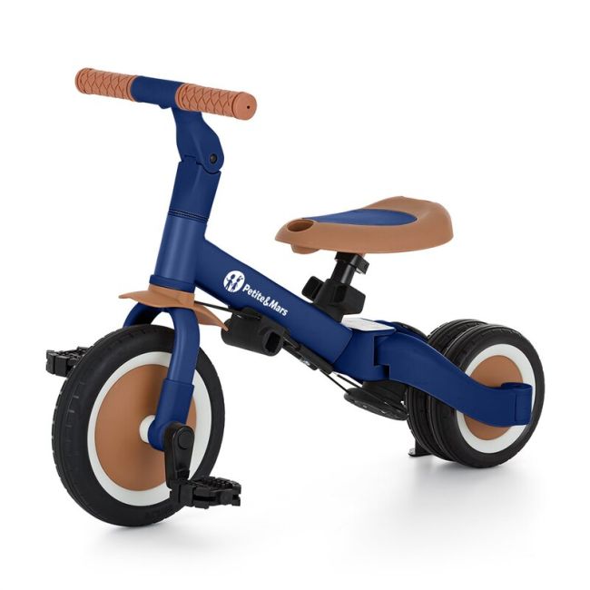 Tricicleta, Petite&Mars, Turbo, 5 in 1, Multifunctionala, Vehicul de impins, Bicicleta cu/fara pedale, Cu maner de ghidaj, Detasabil, Roti din cauciuc, Pana la 25 kg, 1.5-5 ani, Albastru BYN613665