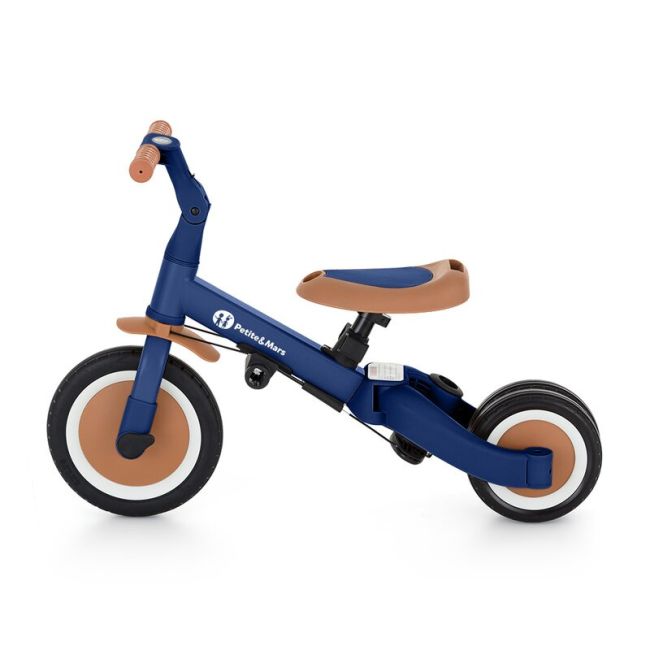 Tricicleta, Petite&Mars, Turbo, 5 in 1, Multifunctionala, Vehicul de impins, Bicicleta cu/fara pedale, Cu maner de ghidaj, Detasabil, Roti din cauciuc, Pana la 25 kg, 1.5-5 ani, Albastru BYN613665