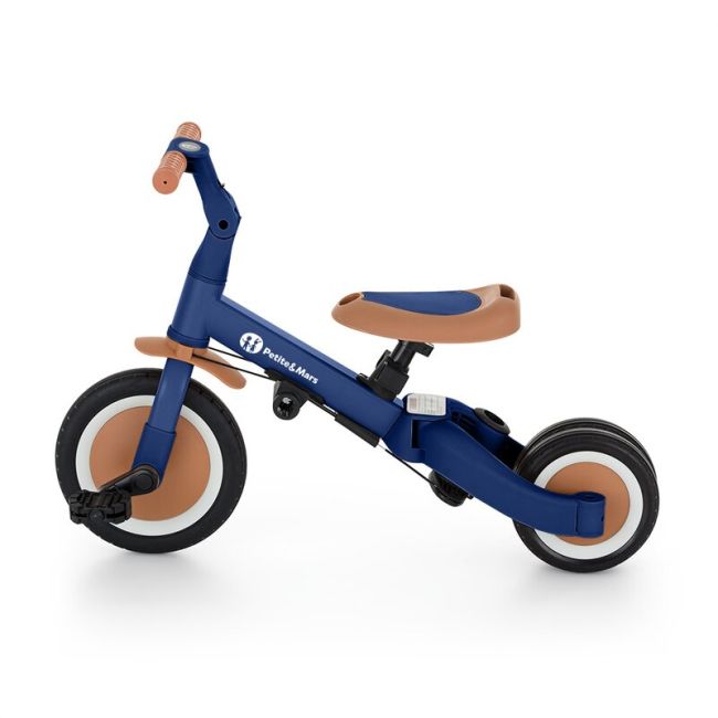 Tricicleta, Petite&Mars, Turbo, 5 in 1, Multifunctionala, Vehicul de impins, Bicicleta cu/fara pedale, Cu maner de ghidaj, Detasabil, Roti din cauciuc, Pana la 25 kg, 1.5-5 ani, Albastru BYN613665