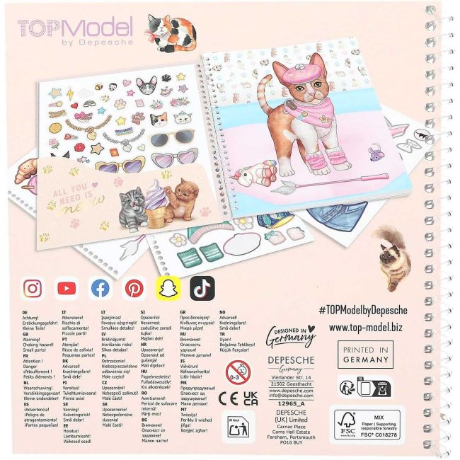 Carte de autocolante TOPModel Kitty Dress pentru fete si minti creative Depesche PT12965 BBJPT12965_Initiala