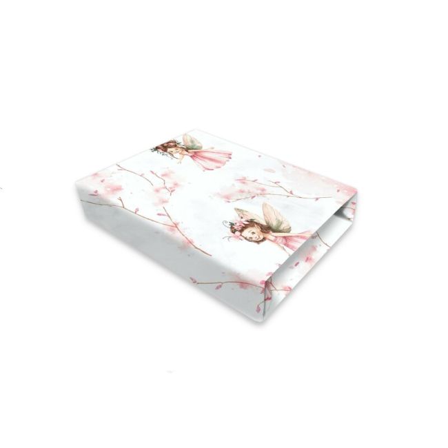 Cearceaf cu elastic, Qmini, Pentru patut co-sleeper, Aurora, Dimensiune 76 x 43 cm, Din bumbac certificat Oeko Tex Standard 100, Fairy Pink BYN6426972026895
