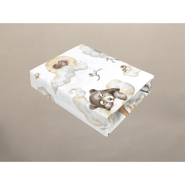 Cearceaf cu elastic, Qmini, Pentru patut co-sleeper, Aurora, Dimensiune 76 x 43 cm, Din bumbac certificat Oeko Tex Standard 100, Teddy Bear and Friends Beige BYN6426972026888