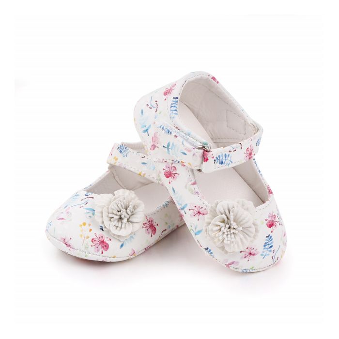 Pantofiori albi pentru fetite - Frunzulite colorate MBd2583-2-p8.0-3 luni