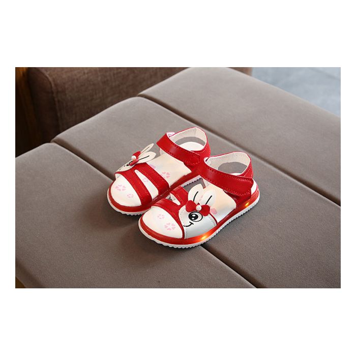 Sandale rosii pentru fetite - Iepuras MD669-2-p32.12-18 luni (Marimea 21 incaltaminte)