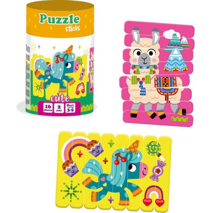 Set puzzle-uri din betisoare Lama si Unicorn, 16 piese Roter Kafer RK1090-01 BBJRK1090-01_Initiala