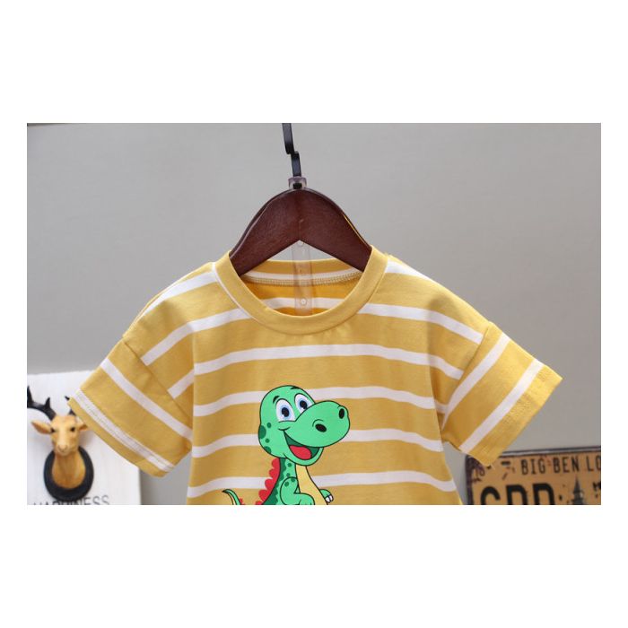 Costum pentru bebelusi cu tricou galben mustar - Happy Dino (Marime Disponibila: 9-12 luni (Marimea 20 incaltaminte)) MDQH437-3