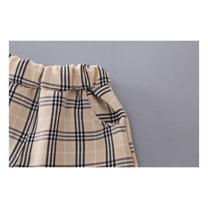 Costumas cu bluzita si pantaloni scurti in carouri (Marime Disponibila: 12-18 luni (Marimea 21 incaltaminte)) MDW-166-1