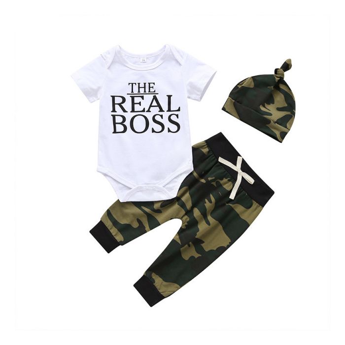 Costumas pentru baietei - The real boss (Marime Disponibila: 12-18 luni (Marimea 21 incaltaminte)) MBHA09190-1