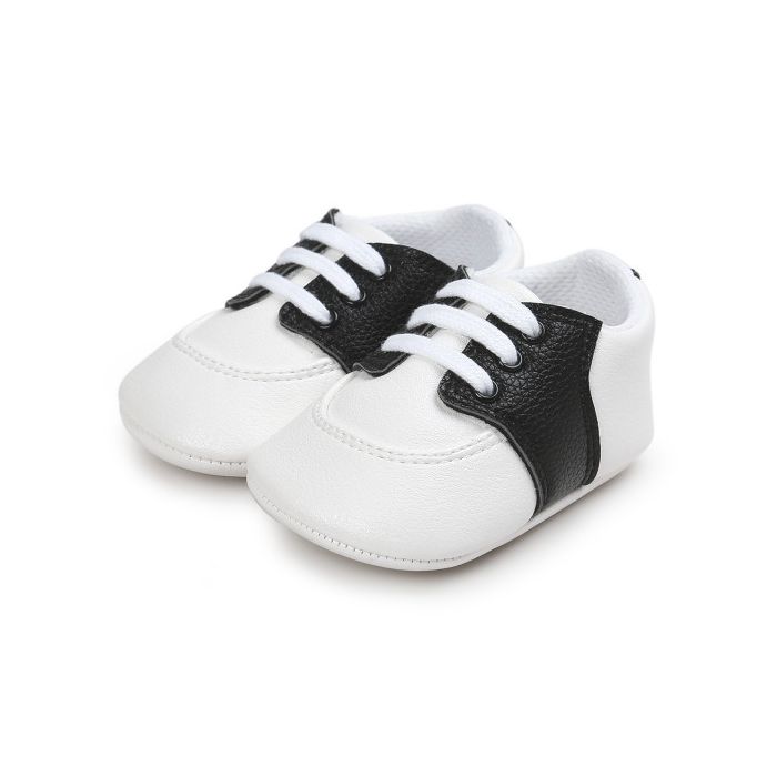 Pantofiori eleganti albi cu insertie neagra (Marime Disponibila: 3-6 luni (Marimea 18 incaltaminte)) MBYM12-5-p15