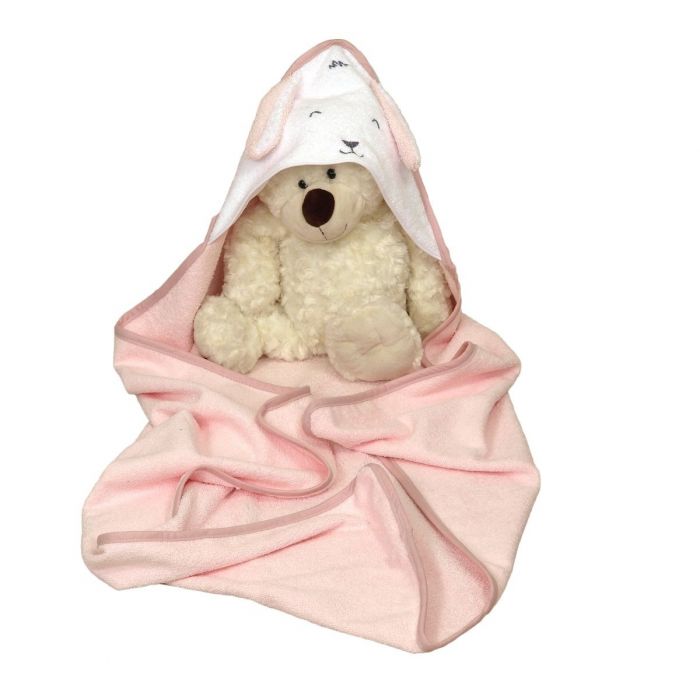 Prosop de baie pentru bebelusi din bumbac, cu gluga, Fluffy Rose, 75 x 75 cm PJB80285