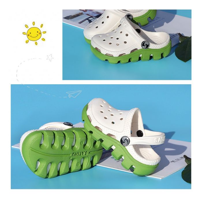 Papuci din cauciuc albi cu verde pentru copii (Marime Disponibila: Marimea 22) LIdw990-16