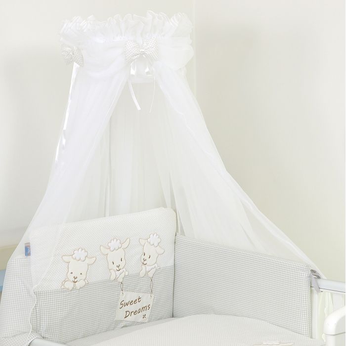 Baldachin din tul pentru patut bebe Sweet Dreams White, 160 x 600 cm, suport prindere inclus PJB66112+s