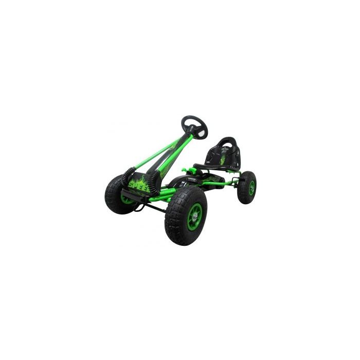 Kart cu pedale Gokart, 3-6 Ani, roti pneumatice din cauciuc, frana de mana, G3 R-Sport - Verde EDEEDIFS588AGREEN