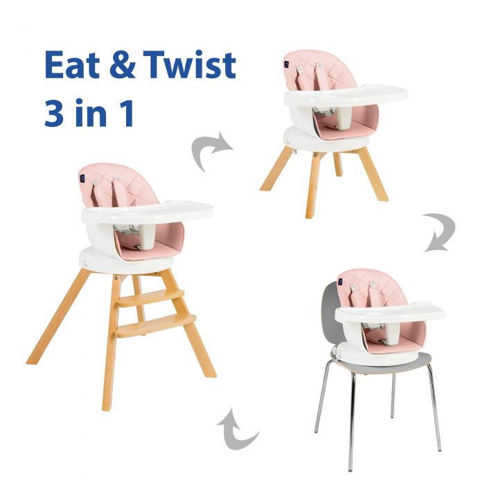 Scaun de masa 3 in 1 Juju Eat&Twist, Roz JUJJU1021-Pink